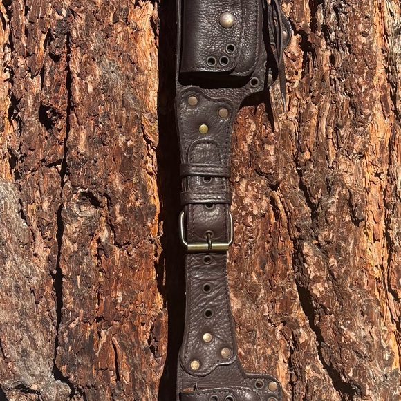 Brown Leather Utility Belt Low slung Handmade. Perfect for Burning Man Festivals - Picture 6 of 6